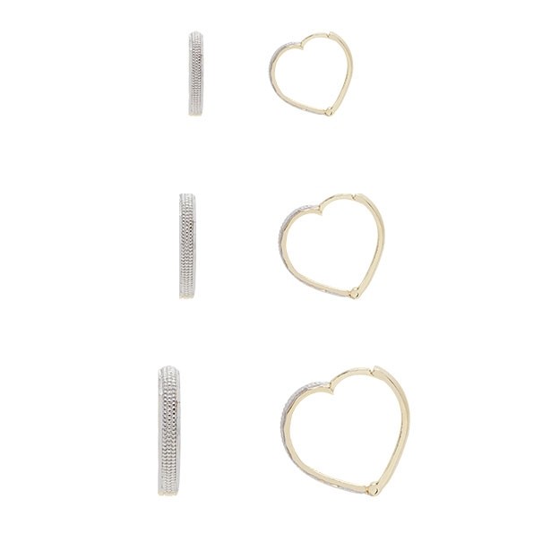 Brinco em Ouro 18k Argola Coração Bicolor P, M e G   