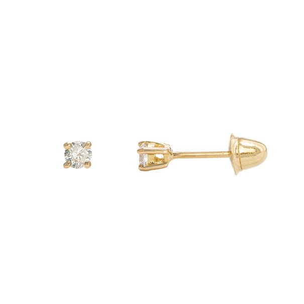 Brinco Ouro Solitário Com 2 Diamantes de 5 pontos