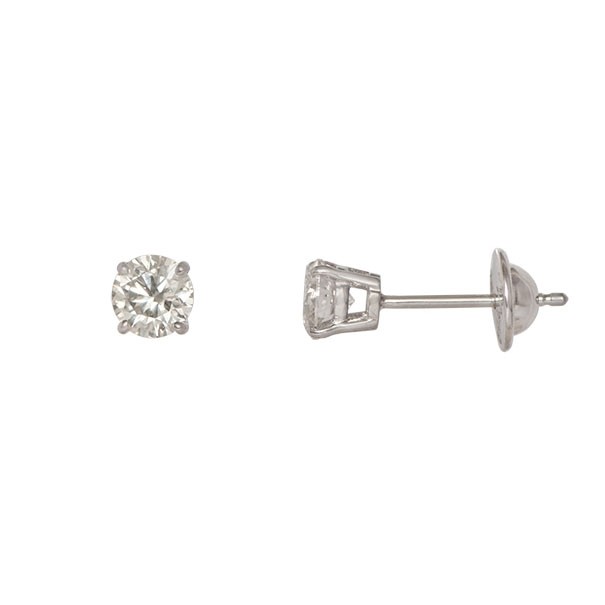 Brinco em Ouro Branco 18k Solitário com 2 Diamantes 40 Pontos Cada 0.80Cts SI2 Cor J