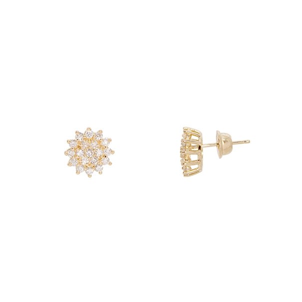 Brinco em Ouro 18k Chuveiro Flor com 38 Diamantes