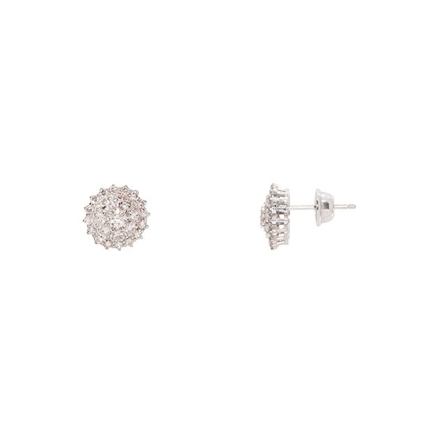 Brinco em Ouro Branco 18k Chuveiro Flor com 50 Diamantes 1.30cts SI2 Cor J   