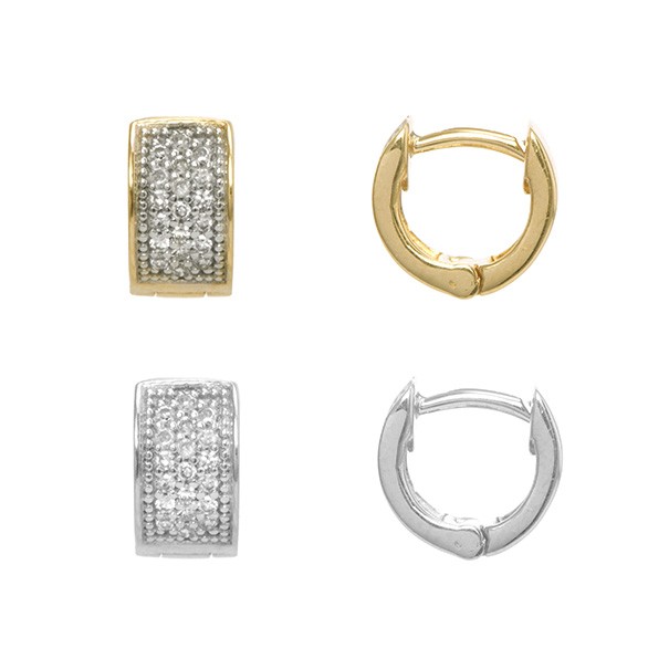 Brinco argola reta mini com 38 brilhantes