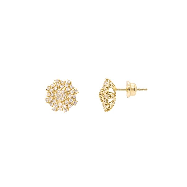 Brinco em Ouro 18k Chuveiro Flor com 78 Diamantes 0.70cts