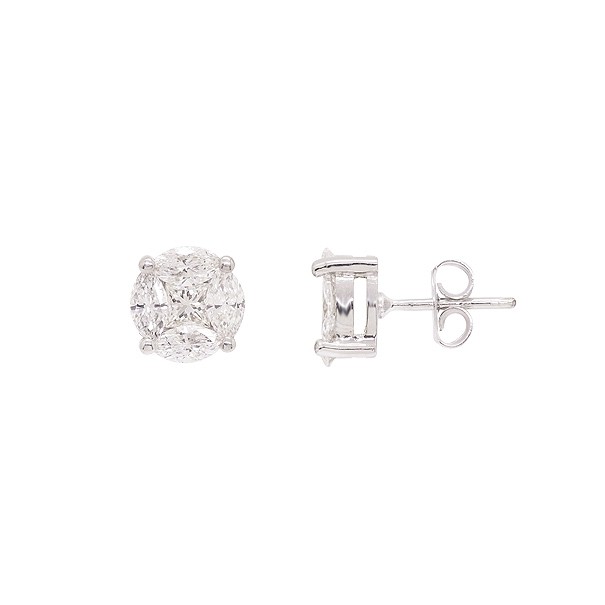 Brinco em Ouro Branco 18k Redondo com 10 Diamantes 2.36cts Vs1 Cor I