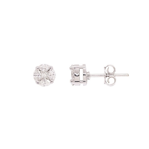 Brinco em Ouro Branco 18k Redondo com 10 Diamantes 0.85cts Vs1 Cor I