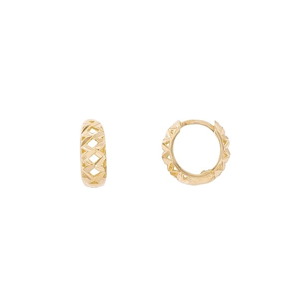 Brinco em Ouro 18k Argola Diamantada Pequena 