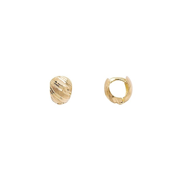 Brinco em Ouro 18k Argola Pequena Trabalhada Fosco/Polida 