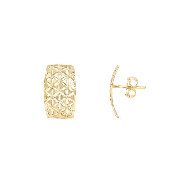 Brinco em Ouro 18k Chapa Flores Vazadas Diamantado