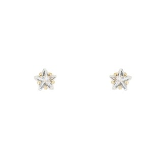 Brinco em Ouro 18k Estrela com  Zircônia Branca