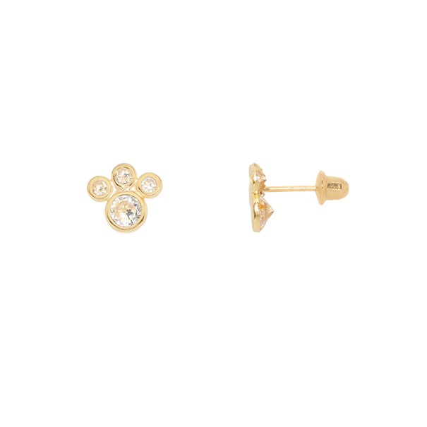 Brinco em Ouro 18k Patinha com Zircônia Branca
