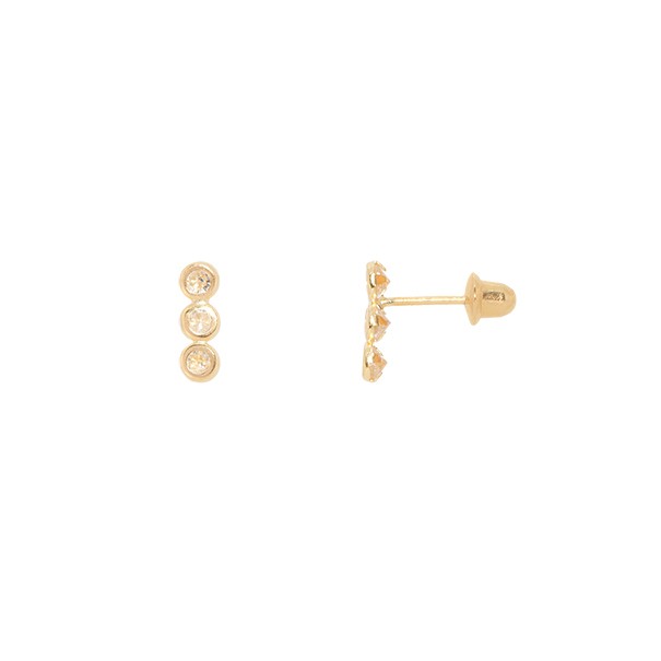 Brinco em Ouro 18k Triplo com Zircônias 2.25mm