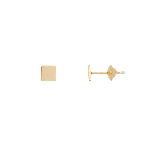 Brinco em Ouro 18k Chapa Quadrado Polida