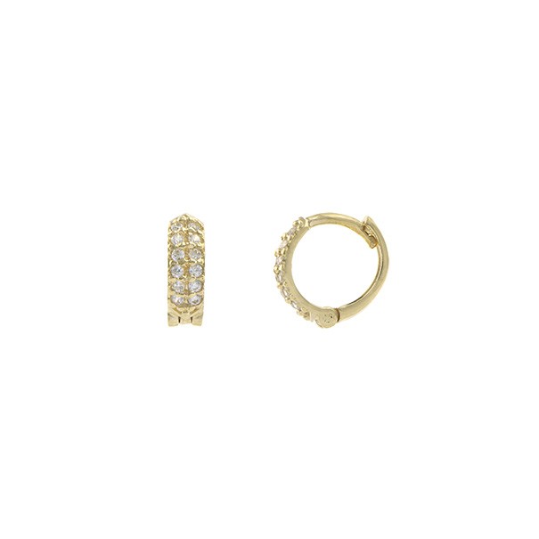 Brinco em Ouro 18k  Argola Micro Cravejada com 24 Zircônia