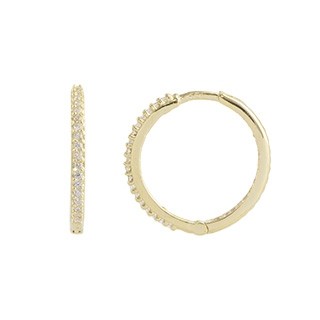 Brinco em Ouro 18k Argola Cravejada Com Zircônias