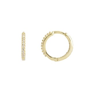 Brinco em Ouro 18k Argola Pequena Cravejada Com Zircônias