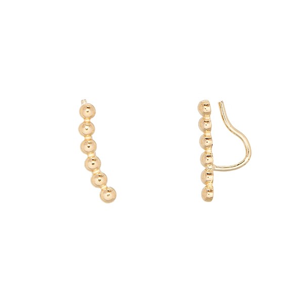 Brinco em Ouro 18k Ear Cuff Bolinhas Polido 