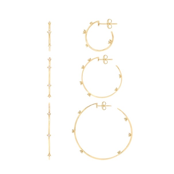 Brinco em Ouro 18k Argola com Brilhantes - P, M e G