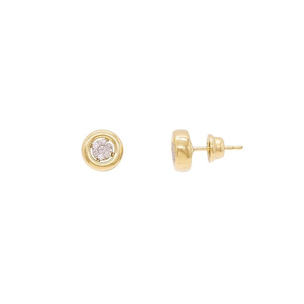 Brinco em Ouro 18k Contorno com 14 Brilhantes
