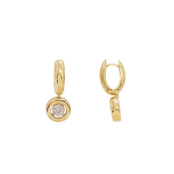 Brinco em Ouro 18k Contorno Argola com 14 Brilhantes