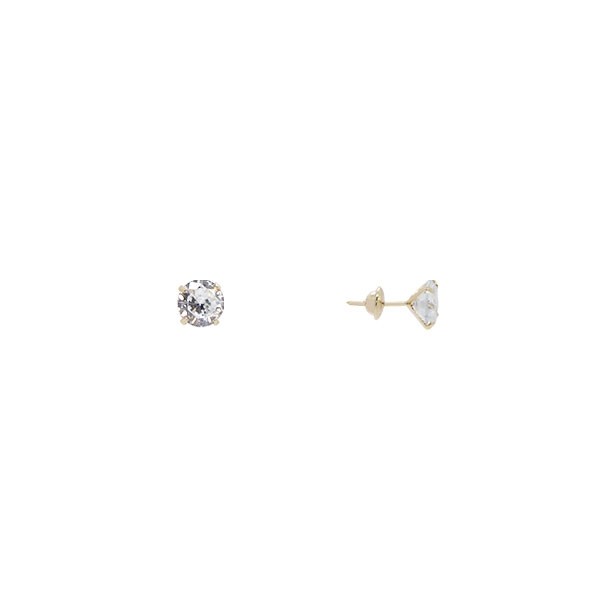 Brinco em Ouro 18k Cálice 6mm com Zircônia
