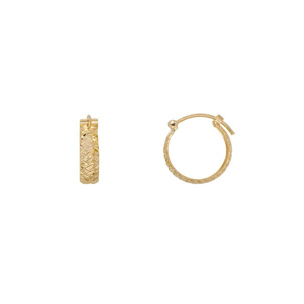 Brinco em Ouro 18k Argola Diamantada 