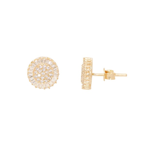 Brinco em Ouro 18k Pizza com Zircônias 