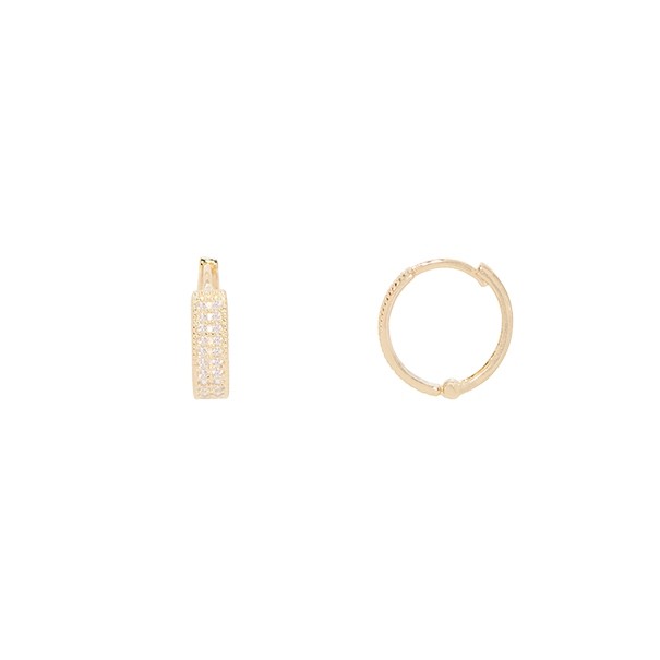 Brinco em Ouro 18k Argola Cravejada com Zircônias 