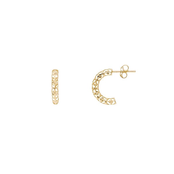 Brinco em Ouro 18k Argola Pequena Diamantada Vazada
