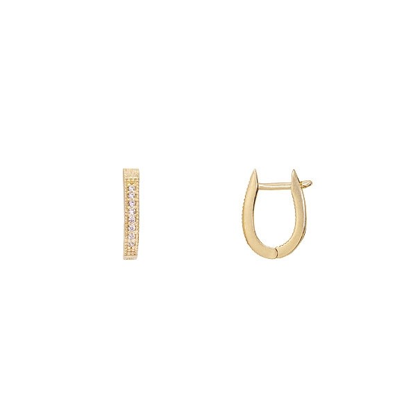 Brinco em Ouro 18k Argola U com Zircônias