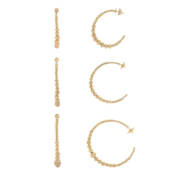 Brinco em Ouro 18k Argola com Bolinhas Degrades Polidas