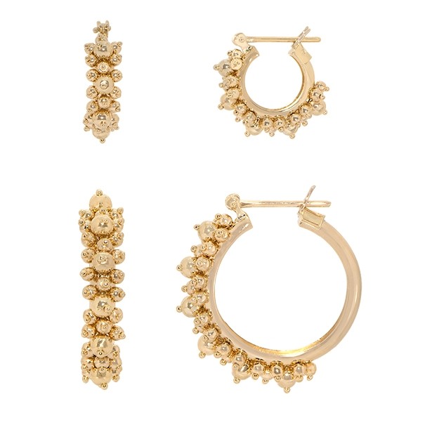 Brinco em Ouro 18k Argola com Bolinhas Degrades Polidas