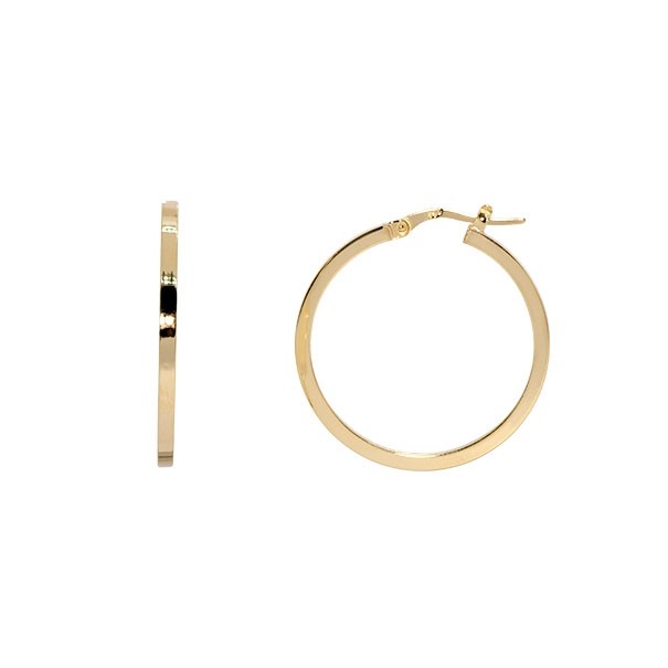Brinco em Ouro 18k Argola Oca Fio Quadrado 3.00mm Diâmetro 25mm 