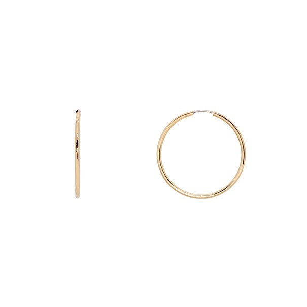 Brinco em Ouro 18k Argola Oca Fio Redondo 3mm Diâmetro 30mm