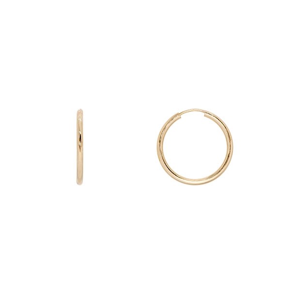 Brinco em Ouro 18k Argola Oca Fio Redondo 2mm Diâmetro 18mm