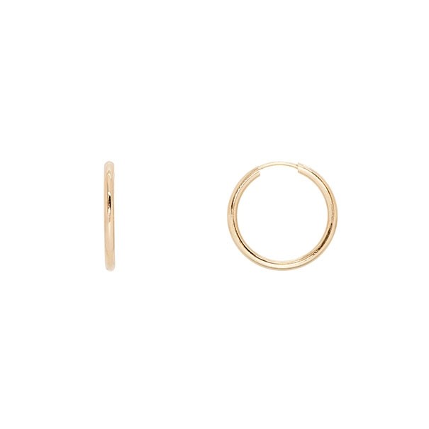 Brinco em Ouro 18k Argola Oca Fio Redondo 2mm Diâmetro 15mm