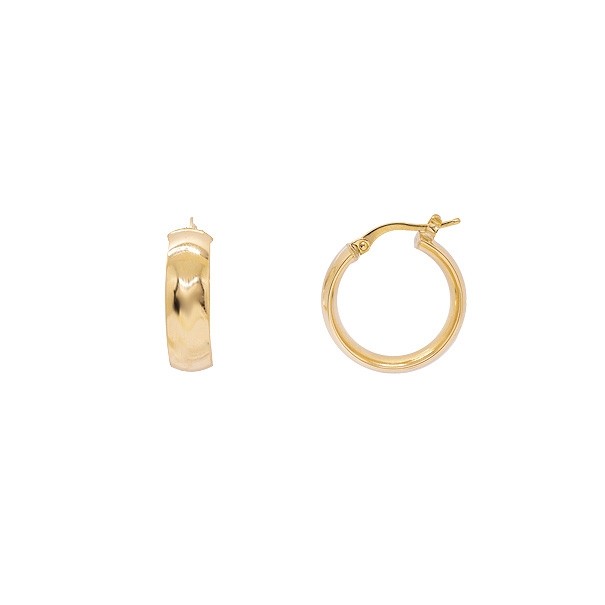 Brinco em Ouro 18k Argola Oca Fio 5X2.30mm Côncava Polida 