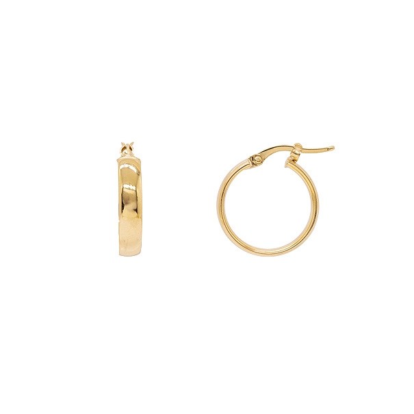Brinco em Ouro 18k Argola Oca Fio Redondo 3.75mmX1.85mm 