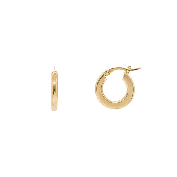 Brinco em Ouro 18k Argola Oca Fio Achatado 3mm Diâmetro 10mm.