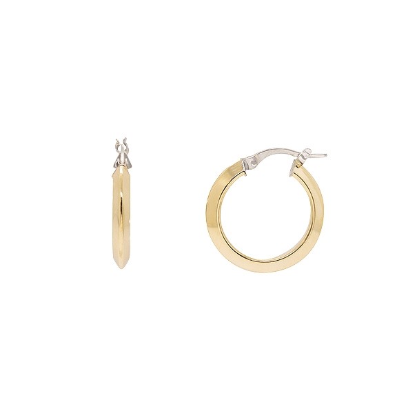 Brinco em Ouro 18k Argola Oca Fio 3mm Diâmetro 15mm Polida.