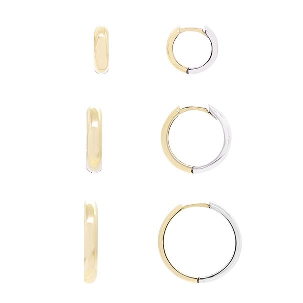 Brinco em Ouro 18k Argola Bicolor Polida P, M e G   