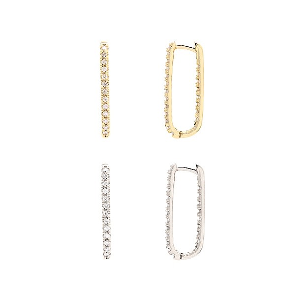 Brinco em Ouro 18k Argola U Cravejada com 44 Brilhantes 