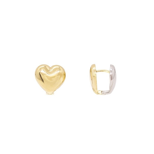 Brinco em Ouro 18k Argola Bicolor Coração Polida