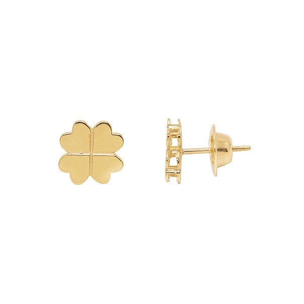 Brinco em Ouro 18k Trevo Polido
