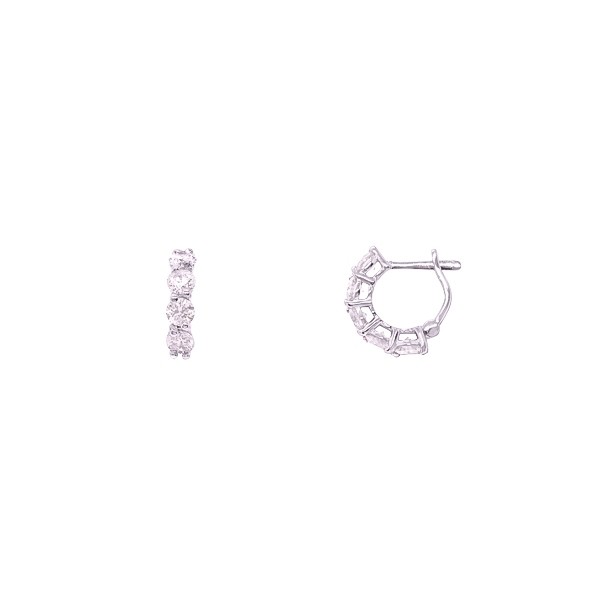 Brinco em Ouro 18k Branco Argola com 10 Diamantes 5.0 Pontos cada 0.50cts