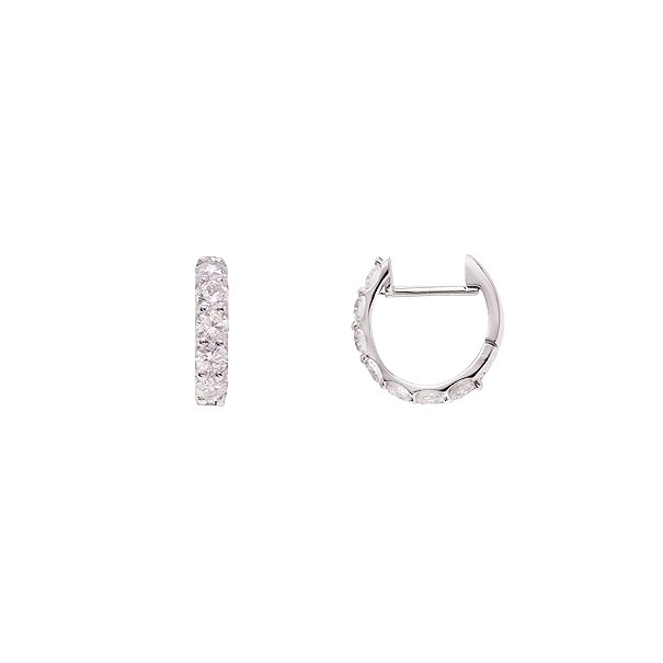 Brinco em Ouro 18 Branco Argola com 14 Diamantes 0.98cts