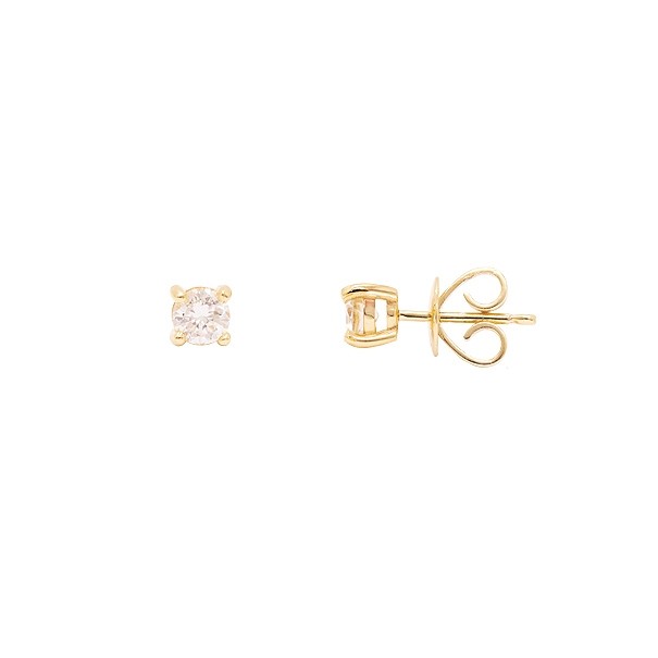 Brinco em Ouro 18k Solitário com 2 Diamantes 25 Pontos cada 0.50cts