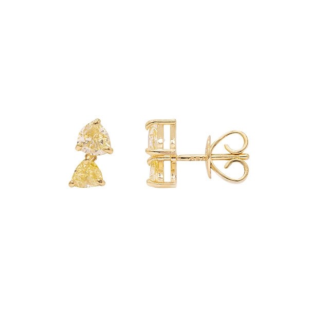 Brinco em Ouro 18k Triangulo Duplo com 4 Diamantes Fancy Yellow 0.86cts
