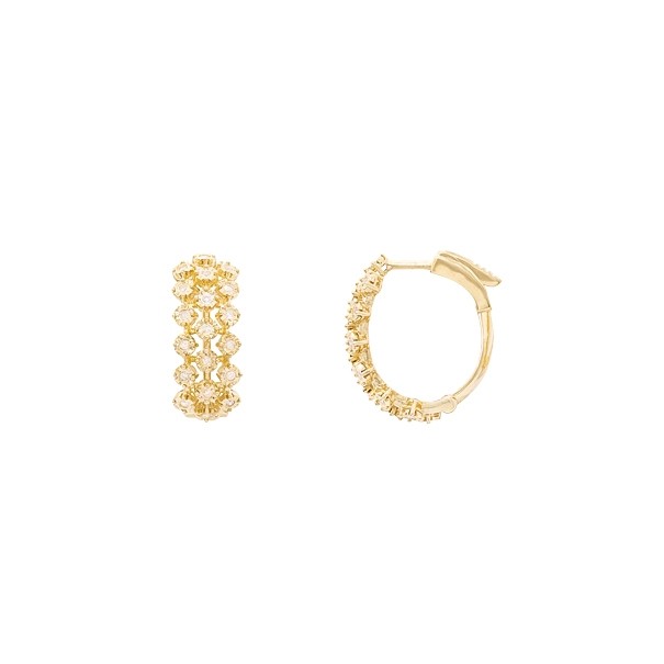 Brinco em Ouro 18k Argola 3 Fios com Brilhantes