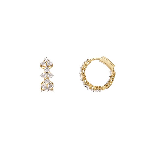 Brinco em Ouro 18k Argola Bicolor com 34 Brilhantes 0.17cts  