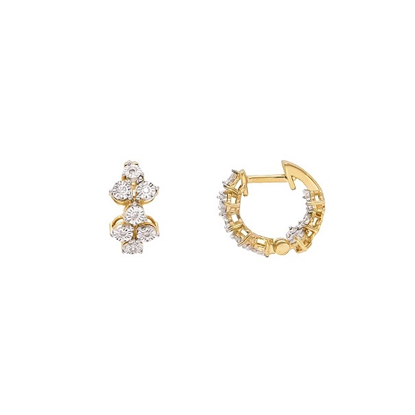 Brinco em Ouro 18k Argola Bicolor com 24 Brilhantes 0.12cts  